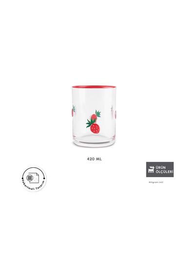Karaca Strawberry Meşrubat Bardağı 420 ml Kırmızı