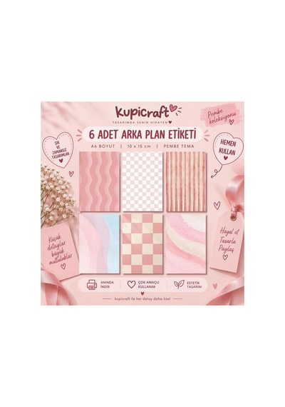 6 Sayfa Arka Plan Etiketi Pembe Temalı Ajanda Scrapbook Journal Kendiliğinden Yapışkanlı 0