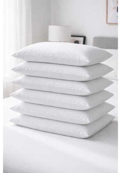 6 Adet Sıvı Geçirmez Microfiber Yastık Alezi Seti - Su Geçirmez Yastık Koruyucu 50x70 Cm Beyaz