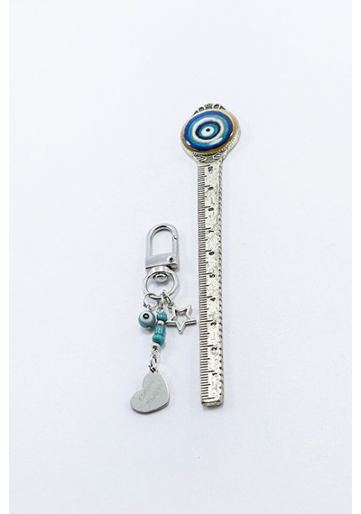 Canım Annem Turkuaz Nazar Boncuğu Metal Klipsli Cüzdan Süsü Charm