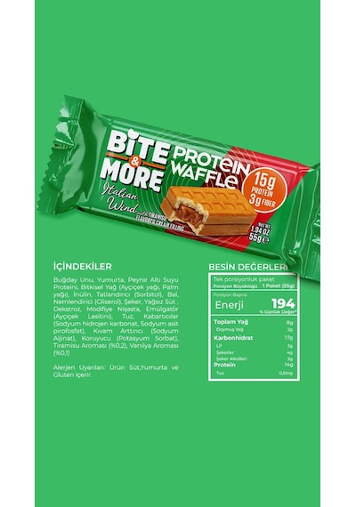 Bite&more Protein Waffle 55 Gram X 12 Adet Tiramisu