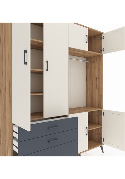 Hyperion Gardrop 7 Raflı 3 Çekmeceli Tek Askılı 176x44x221 Çam-aytaşı/antrasit Aytaşı/antrasit Hyperion Gardrop 7 Raflı 3 Çekmeceli Tek Askılı 176x44x221 Çam-aytaşı/antrasit Aytaşı/antrasit