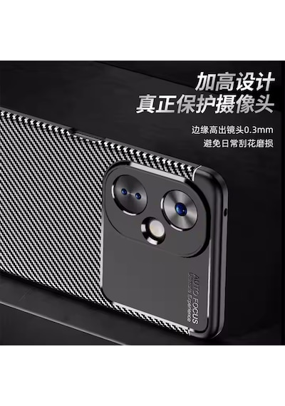 Honor 400 Kılıf Kamera Korumalı Çıkıntılı Karbon Desenli Silikon