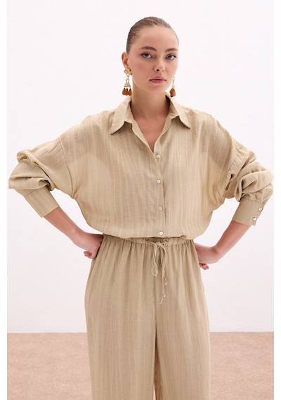 Sateen Salaş Gömlek - Haki-136110 Haki