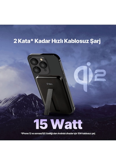 Ttec 2BB226S Recharger Pro M 5.000 mAh Qi2/Magsafe Özellikli 15W Apple Uyumlu iPhone/Android Stantlı Kablosuz Powerbank