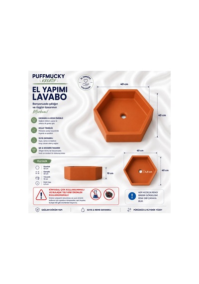 Lavabo Tezgah Üstü Lavabo Banyo Tuvalet Lavabosu Turuncu Kiremit Turuncu Kiremit