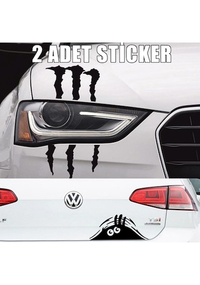Peugeot Oto Sticker Bagaj Bakan Göz Far Pençe Canavar Sticker