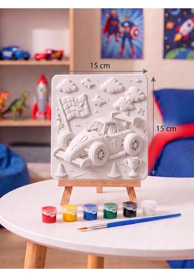 15x15 Yarış Arabası Taş Boyama Seti Çocuk Ve Yetişkin Hobi Kiti