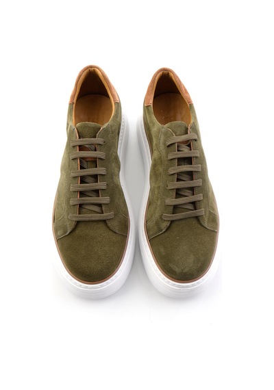 Yeşil Hakiki Deri Erkek Sneaker E01811256002 Yeşil