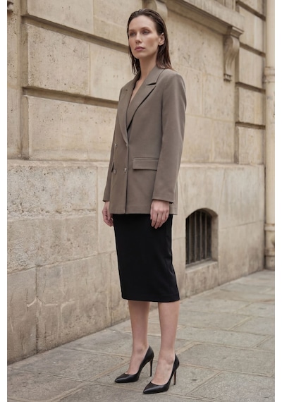 Hiccup My Fashıon Kadın Düğmeli Blazer Ceket Haki Yeşil