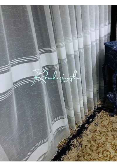 Tül Perde Sofya Desen W011466,802 Keten Zemin Kırışma Yapmaz Ekru