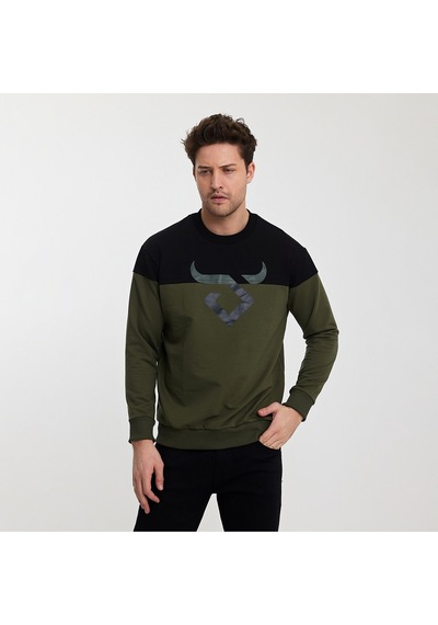 Twobull HELSİNKİ Erkek  Siyah / Haki Sweatshirt