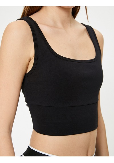 Koton Spor Yarım Atlet Kare Yaka Siyah 4sak30168nk Siyah