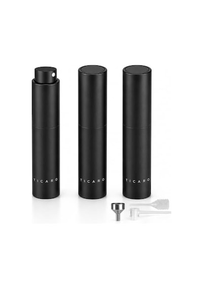 Parfüm Şişesi 10 Ml 3'lü Set Cep Parfüm Şişesi Doldurulabilir Parfüm Doldurma Şişesi Seyahat Boy Parfüm Şişesi Doldurma Aparatları Dahil Siyah Parfümşişesi,