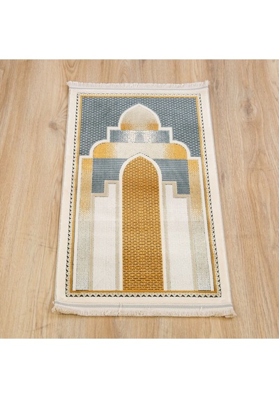 Lüks Kadife Halı Tipi Akasya Çocuk Seccade - Mavi 40 72 Cm 700 Gr Çok Renkli