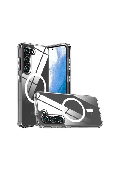 Samsung Uyumlu Galaxy S23 Kılıf Magneticsafe Şeffaf Silikon - Şeffaf 0.2M-Çok Renkli