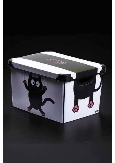 Style Box Meow Desenli 20 L Dekoratif Saklama Kutusu Çok Renkli