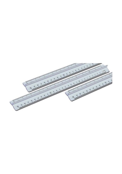 Hatas Triple Cetvel Şeffaf Üçgen Cetvel 30  Cm. Şeffaf