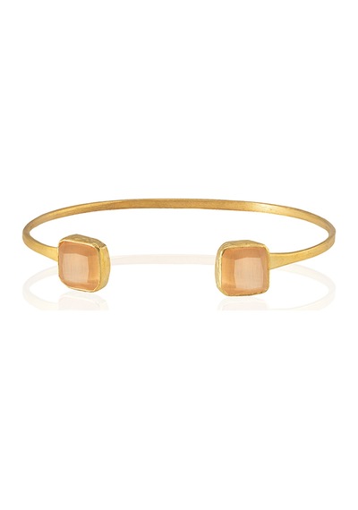 Kadir Jewellery 22 Ayar Altın Kaplama El İşçiliği Zirkon Taşlı Kadın Charm Bileklik Turuncu