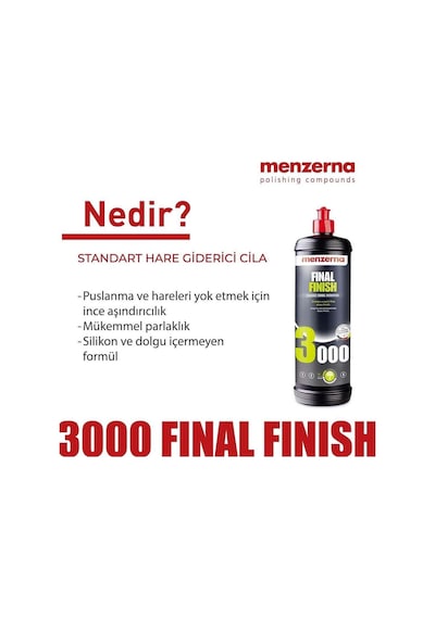 Menzerna 3000 Hare Giderici Cila 250 Ml Profesyonel Yüzey Parlatma & Mikro Çizik Giderme
