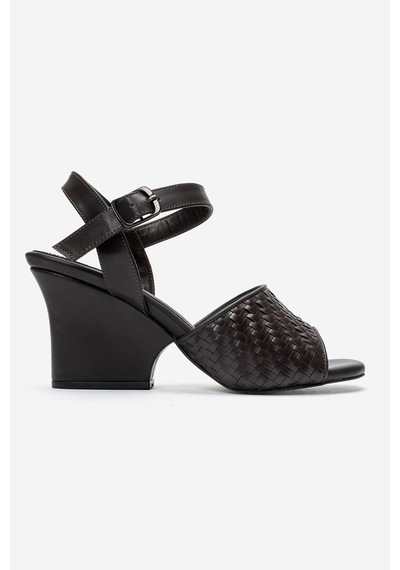 Luvi Shoes Sylvar Kahverengi Örgü Kadın Dolgu Topuklu Ayakkabı