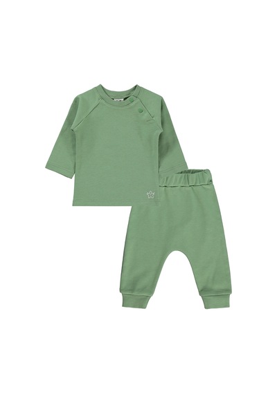 Civil Baby Yıldız Nakışlı 3-18 Ay Takım - Haki Soft Haki