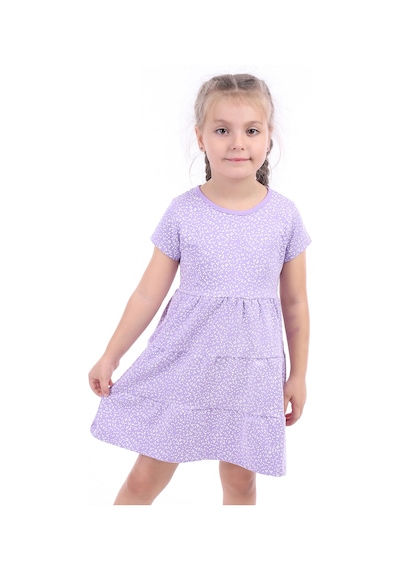 Toontoy Kids Toontoy Kız Çocuk Baskılı Elbise Lila