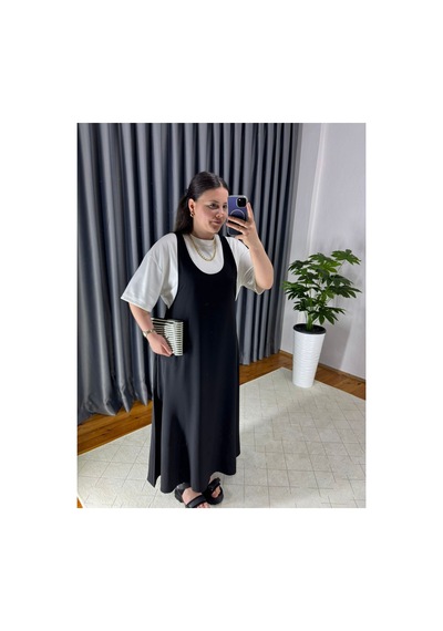 Unika Boutique Tişört Kombinli Elbise Siyah