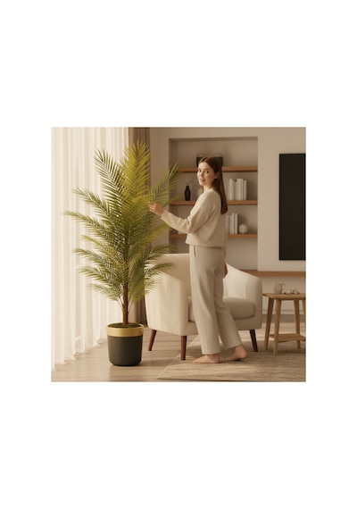 180 Cm Yapay Areka Siyah Gold 30x30 Dekoratif Ağaç