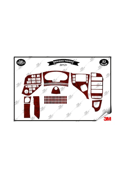 Mercedes Travego 2012 Full Torpido Konsol Trim Göğüs Maun Kaplama Set 53 Parça Maun Renk