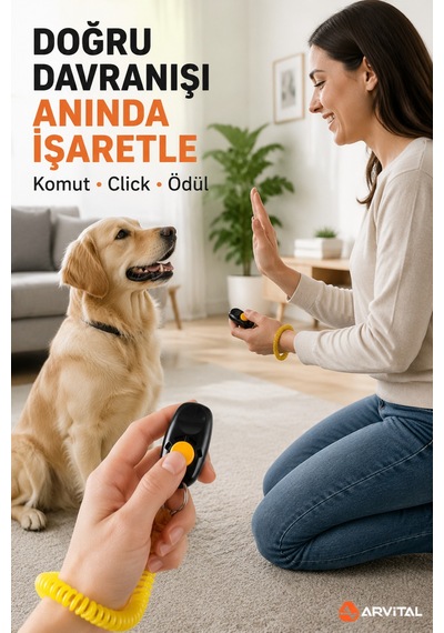 Köpek Eğitim Clicker Bilek Askılı Sesli Eğitim Aparatı