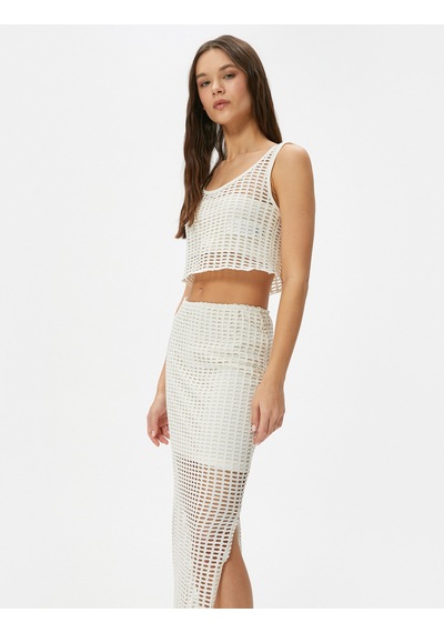 Koton Uzun Kroşe Etek Ajurlu Yüksek Bel Yanları Yırtmaçlı Astarlı Slim Fit Ekru 4sal70009ık Ekru Koton Uzun Kroşe Etek Ajurlu Yüksek Bel Yanları Yırtmaçlı Astarlı Slim Fit Ekru 4sal70009ık Ekru