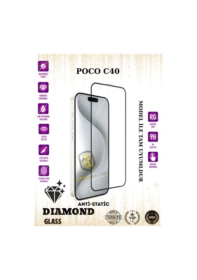 Poco C40 Anti-static Esd 9h Diamond Glass Ekran Koruyucu Temperli Cam
