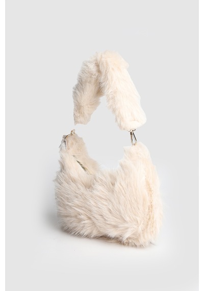 La'Graccio Paris Lagraccio Paris Kadın Lior Peluş Çift Askılı El Ve Çapraz Çanta Peluş Krem