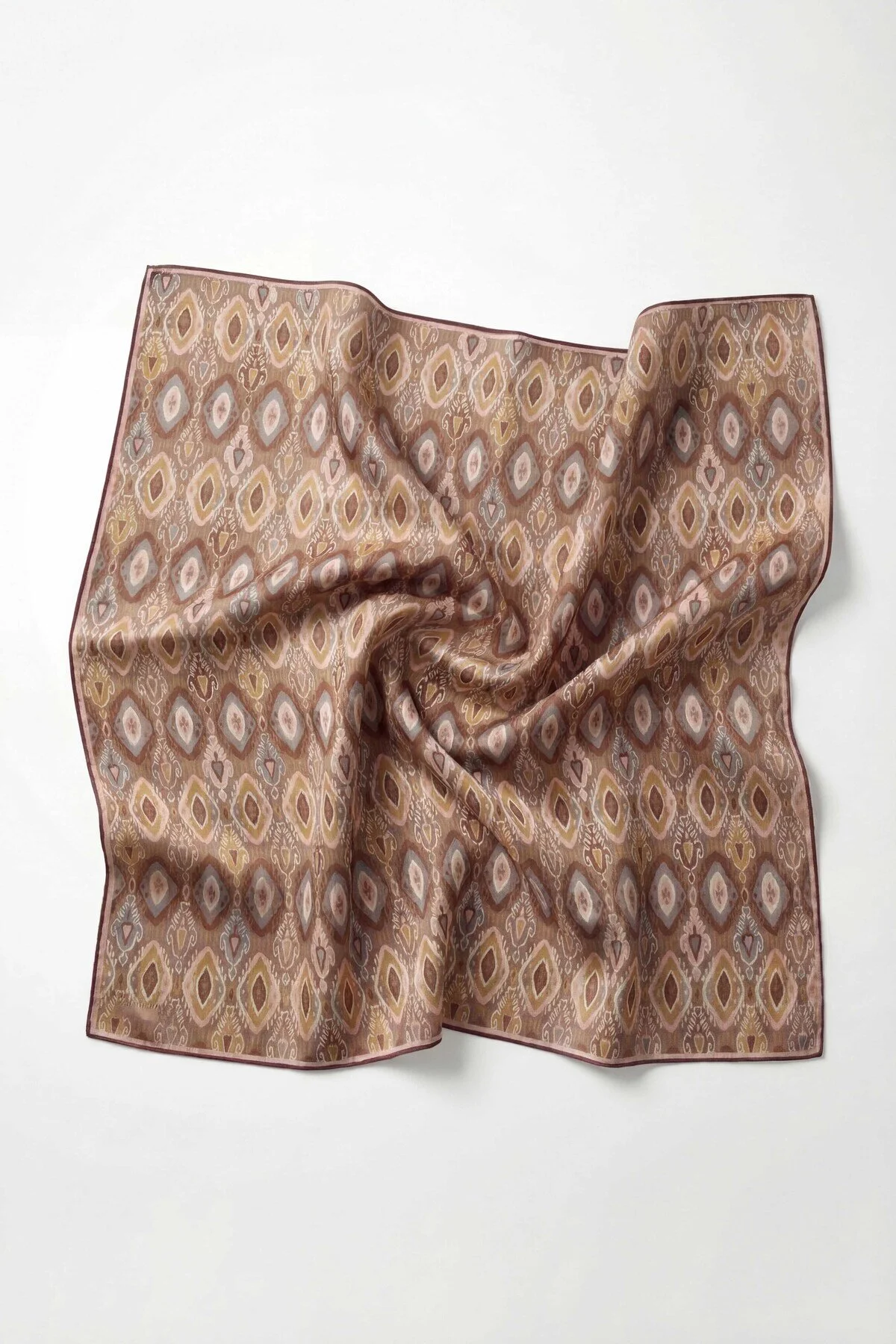 Silk Home Pamuk Karışımlı Soft Eşarp Baklava Desen Mocha 90x90 Kahve