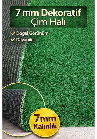 7 Mm Dekoratif Çim Halı Doğal Görünüm, Pratik Kullanım 100 x 400