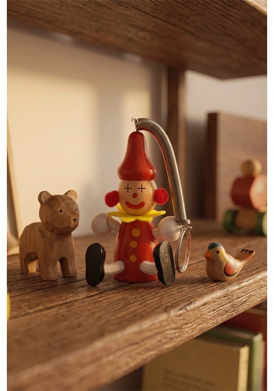 Nostaljik Ahşap Bebek Figürlü Zıpzıp Anahtarlık