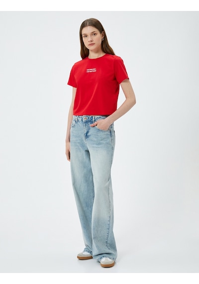 Koton Crop Tişört Slogan Baskılı Bisiklet Yaka Kısa Kollu Pamuklu Kırmızı 4sak50644ek Kırmızı Koton Crop Tişört Slogan Baskılı Bisiklet Yaka Kısa Kollu Pamuklu Kırmızı 4sak50644ek Kırmızı