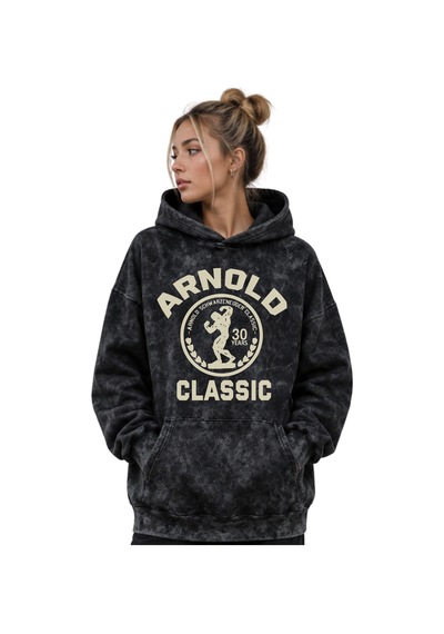 Sevbano Arnold Classic Fitness Gym Bodybuilding Baskılı Unisex Oversize P Siyah