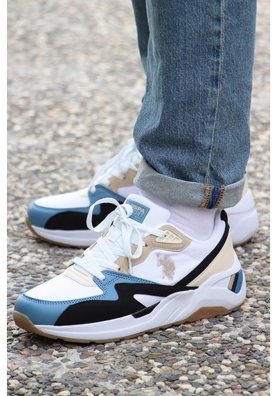 U.s. Polo Assn. Husky 4 Fx Comfort Hafif Taban Erkek Sneaker Beyaz Mavi Beyaz Mavi