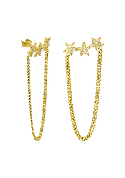 Zincir Yıldız Küpe 717068 Gold Gümüş