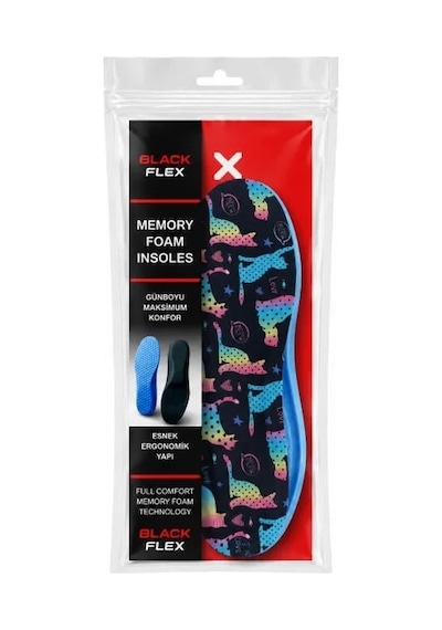 Black Flex Cat Love Memory Foam Darbe Emici Digital Baskılı Hafızalı Kadın İç Tabanlık