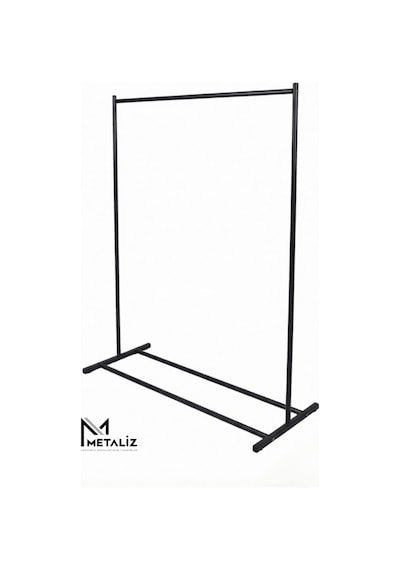Siyah Metal Konfeksiyon Askısı - Minimalist Elbise Askılığı - Butik Tipi Askı Siyah