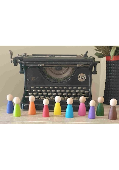 Waldorf Montessori Peg Bebek Mini İnsancık Boyalı 10'lu Set Do...