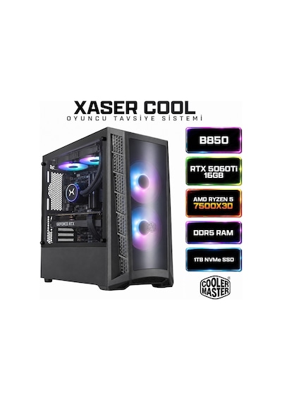 Xaser Cool X160 Ryzen 5 7500x3d 32gb Ddr5 Ram 1tb M.2 Nvme Ssd 16gb Rtx5060ti Sıvı Soğutmalı Oyuncu Bilgisayarı