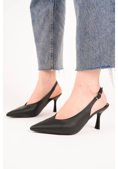 Esatsani Siyah Cilt Deri Sivri Burun Arka Açık 9 Cm Topuk Vısıon Stiletto Kadın Ayakkabı Siyah Cilt Deri Esatsani Siyah Cilt Deri Sivri Burun Arka Açık 9 Cm Topuk Vısıon Stiletto Kadın Ayakkabı Siyah Cilt Deri