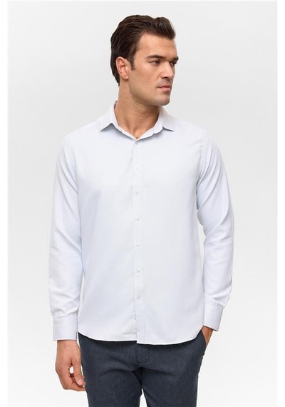 Süvari Taş Slim Armürlü Klasik Yaka Gömlek Taş