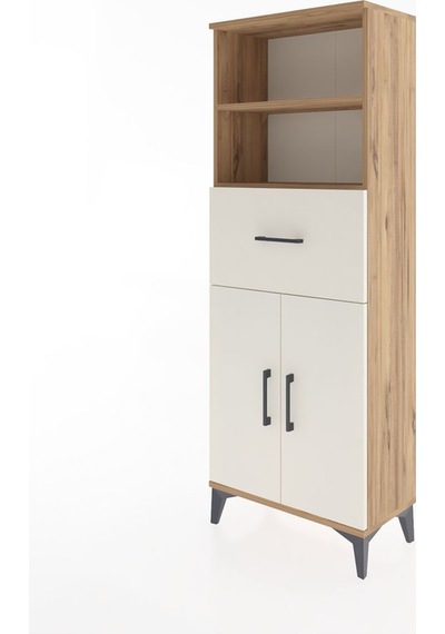 Arges Dolap 3 Raflı Tek Çekmeceli 2 Kapaklı 60x30x163 Çam-aytaşı Çam
