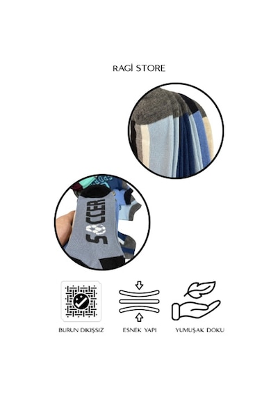 Ragi Store 7'li Mix Desen Dikişsiz Penye Erkek Çocuk Patik Çorap Çok Renkli
