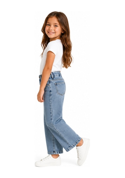 İrem Kız Çocuk Taşlanmış Model Beli Lastik Ayarlamalı Fermuar Kapamalı Düz Mavi Renk Kot Pantolon İrem Kız Çocuk Taşlanmış Model Beli Lastik Ayarlamalı Fermuar Kapamalı Düz Mavi Renk Kot Pantolon